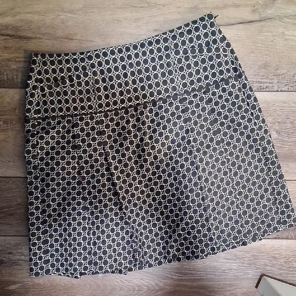 Worth Black and Cream Geometric Mini Skirt